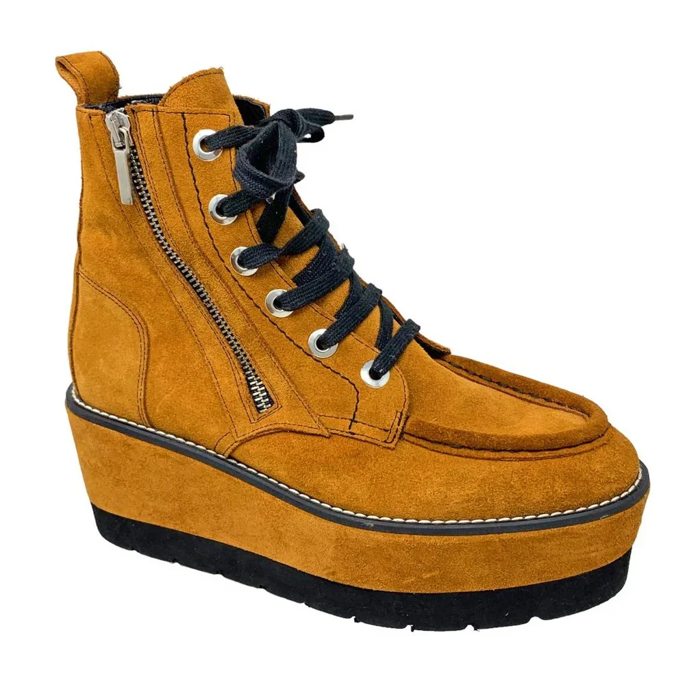Free People‎ Maverick Rust Suede Platform Wedge Booties